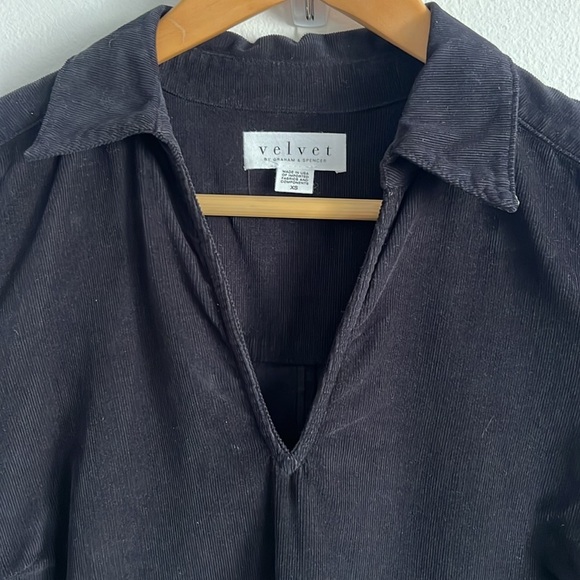 Velvet Gram & Spencer Lana Corduroy Shirt Dress Long Sleeves Mini Black - Picture 8 of 14